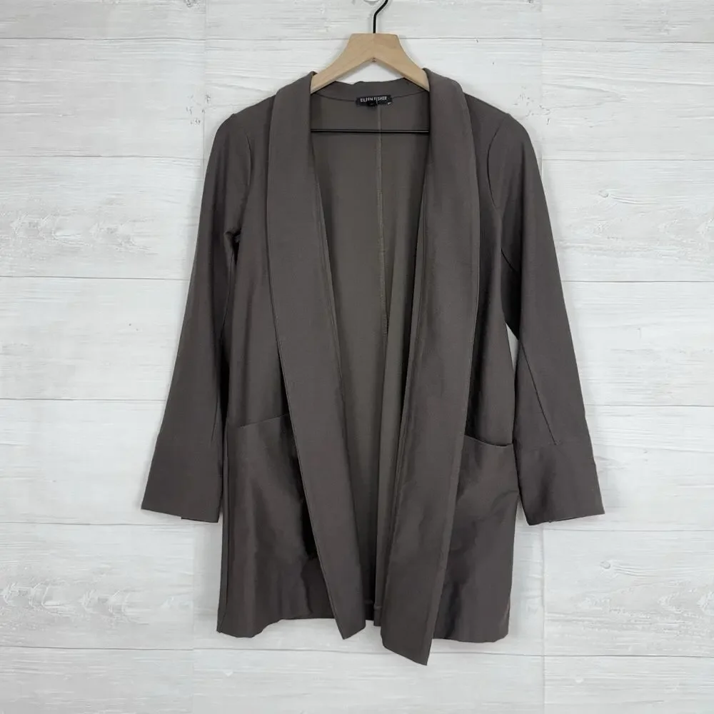 Eileen Fisher Washable Stretch Crepe Kimono Jacket Blazer S Petite Shawl Collar‎